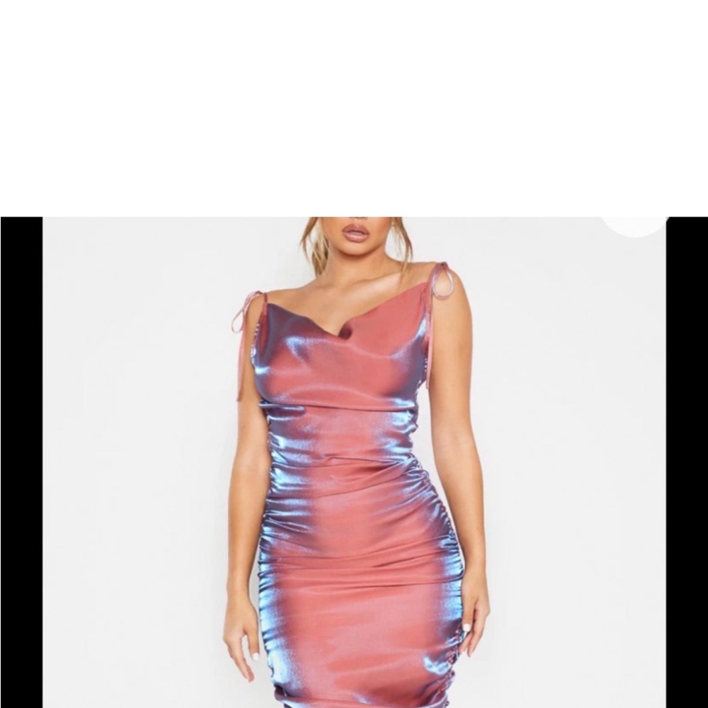 PrettyLittleThing Shimmering Pink and Blue Mini Dress